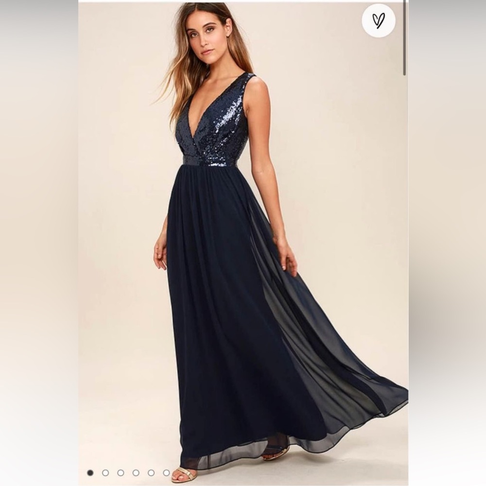 Lulus Sequin Bridesmaid Dress / Navy / Size Large